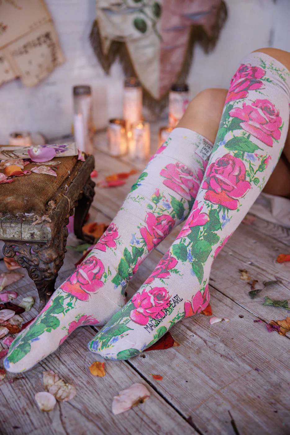 Big Rose OTK Socks