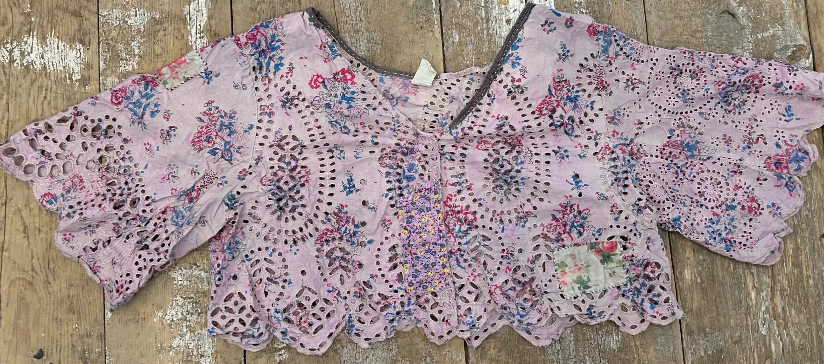 Cropped Eyelet Blouse